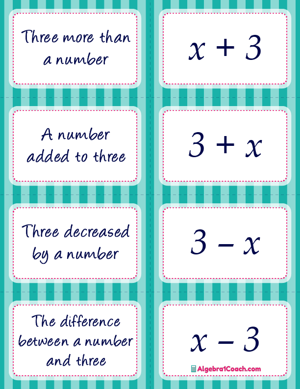 Translating Algebraic Expressions ⋆ Algebra 1 Coach