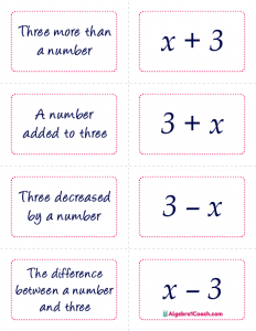 Translating Algebraic Expressions Game - Page 6