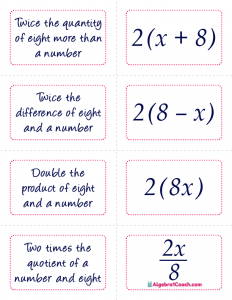 Translating Algebraic Expressions Game - Page 9